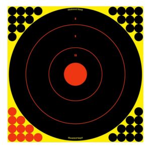 Birchwood Casey 34170 Shoot-N-C Reactive Target Self-Adhesive Paper Black/Yellow/Red 17.25" Bullseye 100 Pack