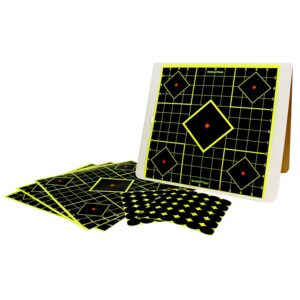 Birchwood Casey 34202 Shoot-N-C Sight-In Stand Adhesive Paper 12" X 12" 5-Diamond Black/Chartreuse 4 per Pack