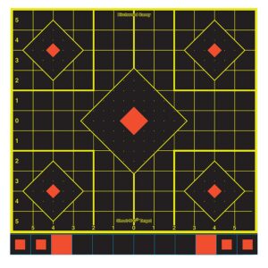 Birchwood Casey 34211 Shoot-N-C Sight-In Self-Adhesive Paper Black/Yellow/Red 12" 5-Diamond 100 Pack
