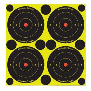 Birchwood Casey 34315 Shoot-N-C Reactive Target Self-Adhesive Paper Black/Yellow 3" Bullseye 12 Pack