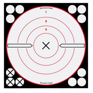 Birchwood Casey 34802 Shoot-N-C Reactive Target Self-Adhesive Paper Black/Red/White 8" Bullseye 6 Pack