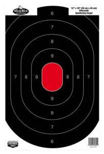 Birchwood Casey 35601 Dirty Bird Silhouette Tagboard Hanging Pistol 12" X 18" Black/Red White Impact Splatter 100 per Pkg