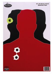 Birchwood Casey 35708 Dirty Bird Silhouette Tagboard Hanging Pistol 12" X 18" Black/Red White Impact Splatter 8 per Pkg