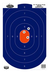 Birchwood Casey 35720 Dirty Bird Silhouette Tagboard Hanging Pistol 12" X 18" Blue/Orange White Impact Splatter 50 per Pkg