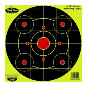 Birchwood Casey 35912 Dirty Bird Sight-In Circle Paper Hanging Pistol/Rifle 12" Black/Red 4 per Pkg