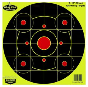 Birchwood Casey 35925 Dirty Bird 12" Bullseye Paper Hanging Pistol/Rifle Black/Yellow 25 per Pkg