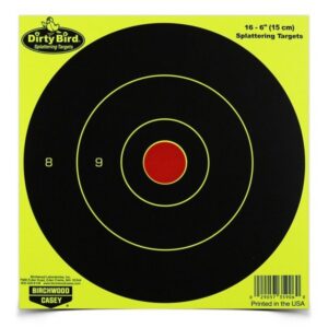 Birchwood Casey BC DIRTY BIRD 6in YELLOW BULLS-EYE TARGET - 100 SHEETS