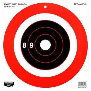 Birchwood Casey 37211 Rigid DH Bullseye Tagboard Hanging 12" X 12" Black/Orange 10-Pack.