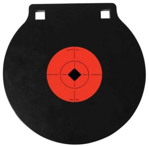 Birchwood Casey 47604 World of Targets Double Hole 8" Pistol/Rifle Black/Orange AR500 Steel Circle with Crosshair & Diamond 0.38" Thick Hanging
