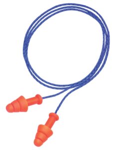 Howard Leight R01520 Corded Ear Plugs Smart Fit Foam 25 dB Behind the Neck Orange Ear Buds with Blue Cord Adult 2 Pair