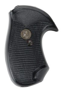 Lyman Pachmayr 03147 Compact Grip Checkered Black Rubber with Finger Grooves for Small Rossi Revolvers