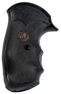 Lyman Pachmayr 03249 Gripper Grip Checkered Black Rubber with Finger Grooves for S&W J Frame with Round Butt