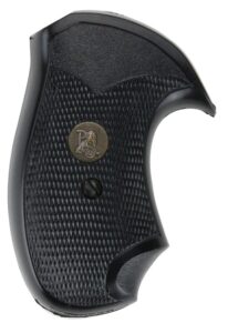 Lyman Pachmayr 03252 Compact Grip Checkered Black Rubber with Finger Grooves for S&W J Frame with Round Butt