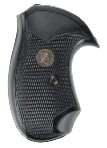 Lyman Pachmayr 03255 Compact Grip Checkered Black Rubber for S&W J Frame with Square Butt