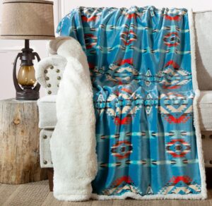 Carstens Turquoise Southwest Plush Throw Blanket - 54" X 68"