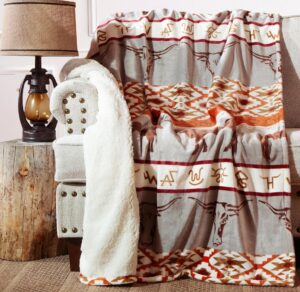 Carstens Longhorn Plush Sherpa Throw Blanket - 54"x 68"
