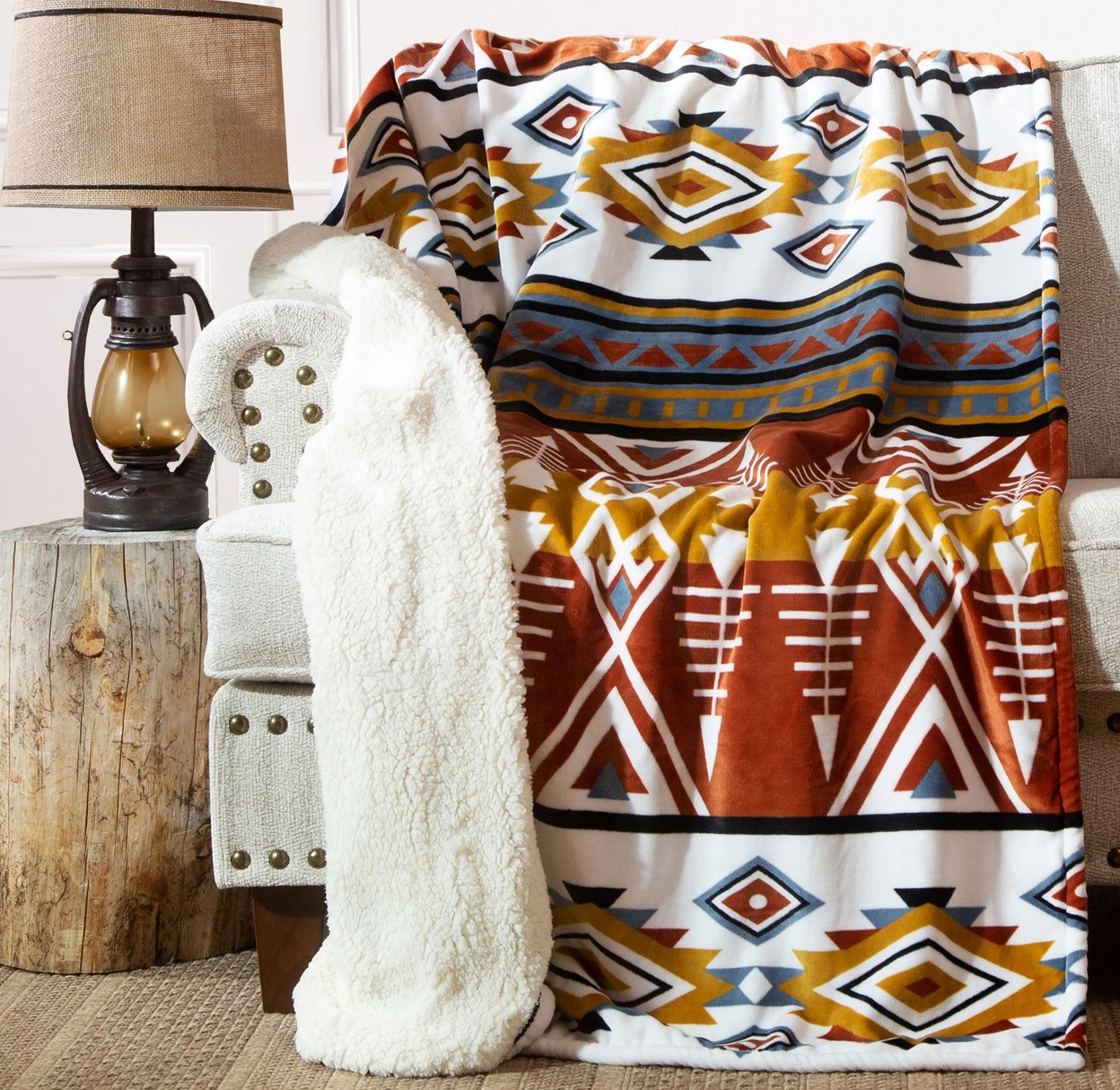 Carstens Arrowhead Earth Plush Sherpa Throw Blanket - 54"x 68"