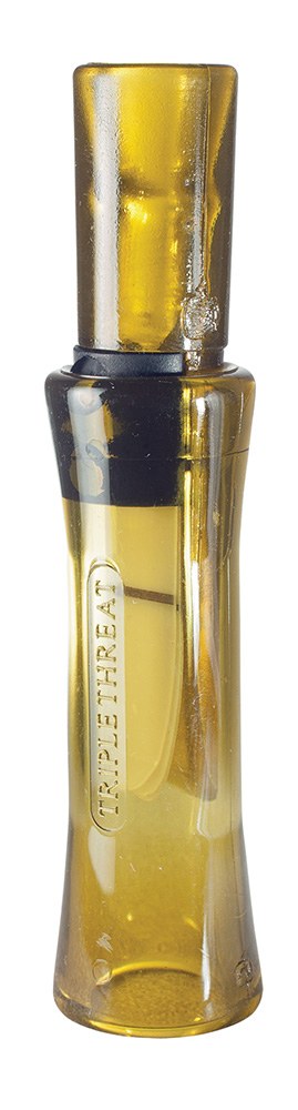Duck Commander DC2011 Triple Threat Open Call Triple Reed Mallard Hen Sounds Attracts Ducks Yellow Polycarbonate