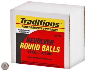 Traditions Muzzleloading Revolver Lead Round Ball 44 Cal 454 Diameter 100/PK ( 6 per Case )