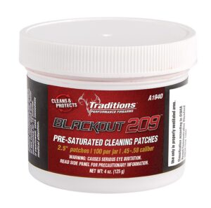 Traditions A1940 Blackout Cleaning Patches 45/54 Cal Muzzleloader 2.5" Cotton 100 per Jar