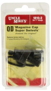Uncle Mike's 18102 Mag Cap Swivel Set Made of Steel with Blued Finish, 1" Loop Size & Quick Detach Style for 12 Gauge Mossberg 500 Includes Two
