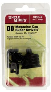 Uncle Mike's 18302 Mag Cap Swivel Set Made of Steel with Blued Finish, 1" Loop Size & Quick Detach Style for 12 Gauge Browning BPS, A5 Includes
