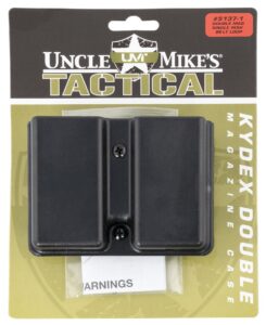 Uncle Mike's 51371 Kydex Double Magazine Case Black Kydek, Belt Clip Mount Fits Belts Up to 1.75", Compatible with Single Stack Magazines