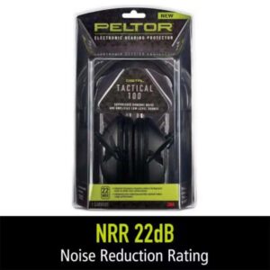 Peltor TAC100OTH Sport Tactical 100 Polymer 22 dB Over the Head Black Adult 1 Pair