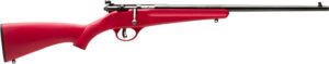 Savage Arms 13795 Rascal Youth 22 LR 1-Round 16.13" Matte Black Sporter Barrel, Matte Black Carbon Steel Receiver, Red Fixed Synthetic Stock, Right