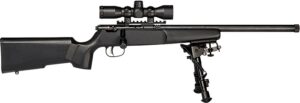 Savage Arms 13824 Rascal Target XP Youth 22 LR 1-Round 16.13" Black Satin Heavy Threaded Barrel, Satin Black Drilled & Tapped Carbon Steel