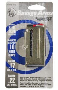 Savage Arms 93 10-Round Magazine 22WMR Savage Arms 93/90 Magazine 22WMR 10-Round Stainless Steel Silver