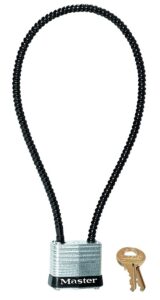 Master Lock 107DSPT Cable Lock Keyed Different Open with Key Silver Steel Firearm Fit- Universal 14"