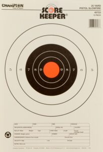 Champion Targets 45723 Score Keeper Slow Fire Bullseye Paper Hanging 25 Yds Pistol 11" X 16" Black/Orange 12-Pack