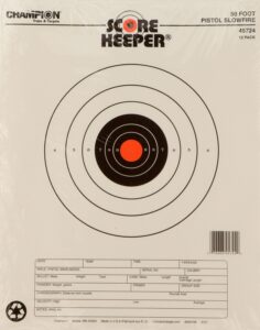 Champion Targets 45724 Score Keeper Slow Fire Bullseye Paper Hanging 50 Foot Pistol 11" X 16" Black/Orange 12-Pack