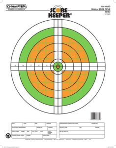 Champion Targets 45762 Score Keeper Sight-In Bullseye Paper Hanging 100 Yds Small Bore Rifle Fluorescent Green & Orange/White 12-Pack