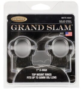 Weaver Grand Slam Steel Rings Matte Black 1" XHigh Clamshell Pack