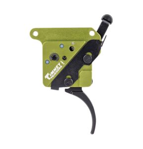 Timney Triggers 510V2THIN Elite Hunter Thin Curved Trigger with 3 Lbs Draw Weight & Black/Green Finish for Remington 700 Right