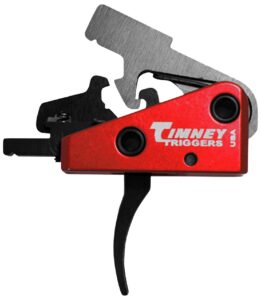 Timney Triggers 662S Targa Short Trigger Two-Stage Curved Trigger with 2 Lbs Draw Weight & Black/Red Finish for AR-Platform