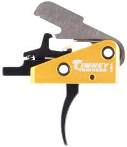 Timney Triggers 667S Competition Trigger Single-Stage Curved Trigger with 3 Lbs Draw Weight & Black/Gold Finish for AR-15