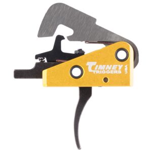 Timney Triggers 670 Competition Trigger Single-Stage Curved Trigger with 4 Lbs Draw Weight & Black/Gold Finish for AR-10