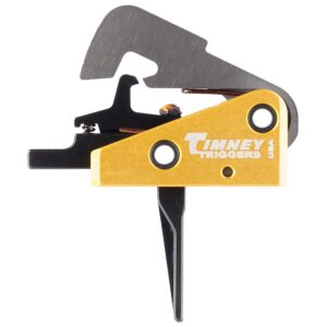 Timney Triggers 670ST Competition Trigger Single-Stage Straight Trigger with 4 Lbs Draw Weight & Black/Gold Finish for AR-10
