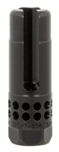 SureFire WARCOMPSPORT5561228 Warcomp Sport Flash Hider 22 Cal (5.56mm) 1/2"-28 Tpi, Open Tine 3-Prong, Ported Black Stainless Steel for AR/M4-Platform