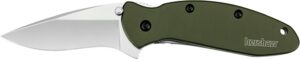 Kershaw 1620OL Scallion 2.40" Folding Drop Point Plain Bead Blasted 420HC SS Blade Olive Drab Anodized Aluminum Handle Includes Pocket Clip