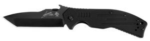 Kershaw 6044TBLK CQC 8K 3.50" Folding American Tanto Plain Black Oxide 8Cr14MoV SS Blade Black G10 Handle Includes Pocket Clip