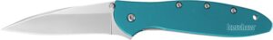 Kershaw 1660TEAL Leek 3" Folding Drop Point Plain Bead Blasted 14C28N Steel Blade Teal Anodized Aluminum Handle Includes Pocket Clip