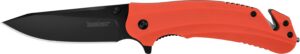 Kershaw 8650 Barricade 3.50" Folding Drop Point Plain Black Oxide 8Cr13MoV SS Blade Orange Glass-Filled Nylon Handle Features Glass Breaker Includes