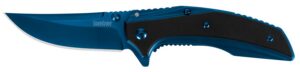 Kershaw 8320 Outright 3" Folding Trailing Point Plain Blue PVD 8Cr13MoV SS Blade Black/Blue G10/SS Handle Includes Pocket Clip