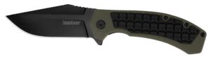 Kershaw 8760 Faultline 3" Folding Drop Point Plain Black Oxide 8Cr13MoV SS Blade Black/OD Green Glass-Filled Nylon Handle Includes Pocket Clip