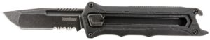 Kershaw 1195 Interstellar 2.70" OTF Tanto Part Serrated Black Oxide Blackwash 8Cr13MoV SS Blade, Black Textured with Bottle Opener Glass-Filled Nylon