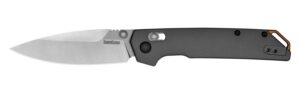 Kershaw 2038 Iridium Full Size 3.40" Folding Spear Point Plain Satin/Stonewashed D2 Steel Blade, Gray Anodized Aluminum Handle, Includes Pocket Clip